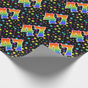Colourful Stars + Rainbow Pattern "47" Event # Wrapping Paper
