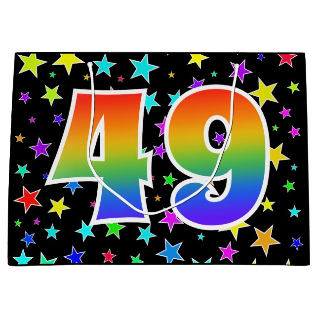 Colourful Stars + Rainbow Pattern "49" Event # Large Gift Bag (Front)