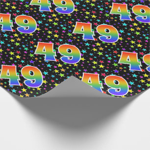 Colourful Stars + Rainbow Pattern "49" Event # Wrapping Paper