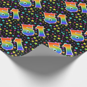Colourful Stars + Rainbow Pattern "51" Event # Wrapping Paper