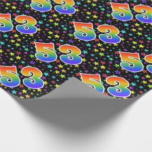 Colourful Stars + Rainbow Pattern "53" Event # Wrapping Paper