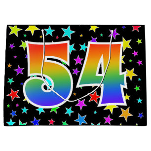 Colourful Stars + Rainbow Pattern "54" Event # Large Gift Bag