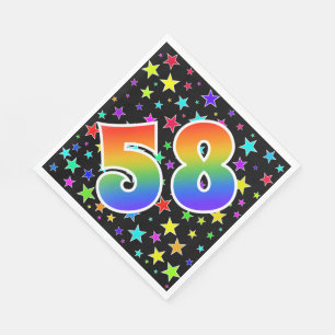Colourful Stars + Rainbow Pattern "58" Event # Napkin