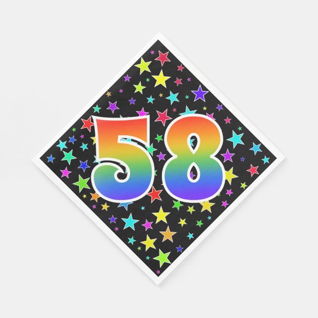 Colourful Stars + Rainbow Pattern "58" Event # Napkin (Corner)