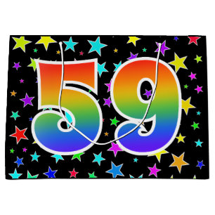 Colourful Stars + Rainbow Pattern "59" Event # Large Gift Bag