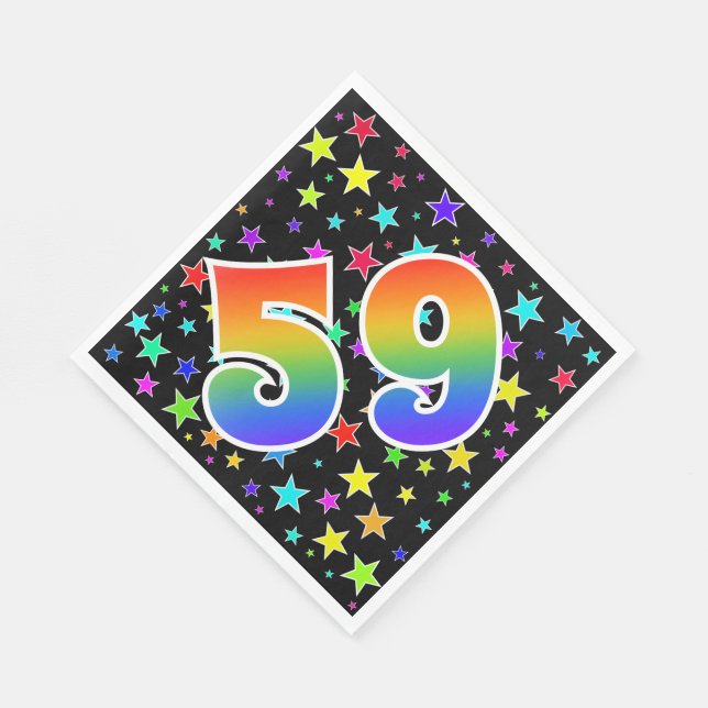 Colourful Stars + Rainbow Pattern "59" Event # Napkin (Corner)