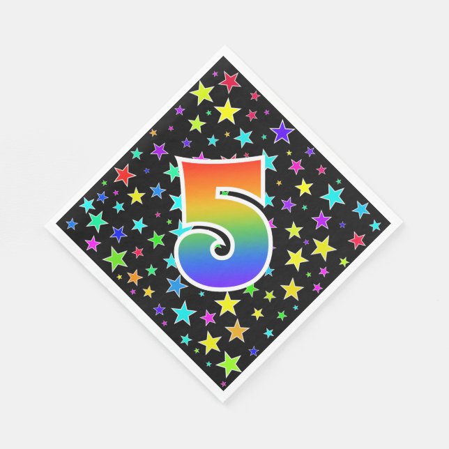Colourful Stars + Rainbow Pattern "5" Event # Napkin (Corner)