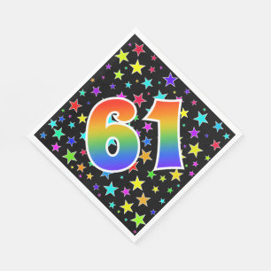 Colourful Stars + Rainbow Pattern "61" Event # Napkin