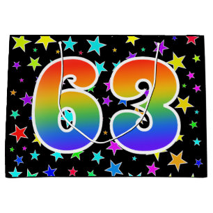 Colourful Stars + Rainbow Pattern "63" Event # Large Gift Bag