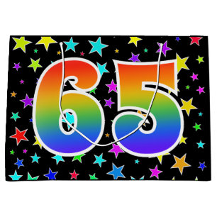 Colourful Stars + Rainbow Pattern "65" Event # Large Gift Bag