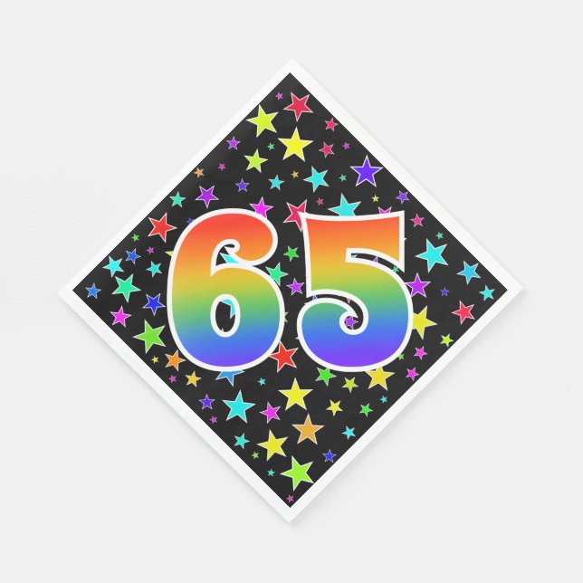 Colourful Stars + Rainbow Pattern "65" Event # Napkin (Corner)