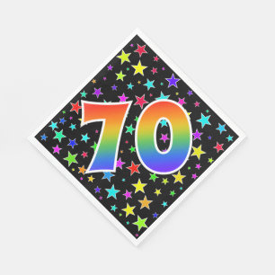 Colourful Stars + Rainbow Pattern "70" Event # Napkin