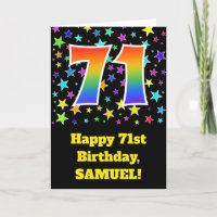 Colourful Stars + Rainbow Pattern "71" Birthday #