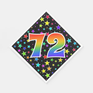 Colourful Stars + Rainbow Pattern "72" Event # Napkin
