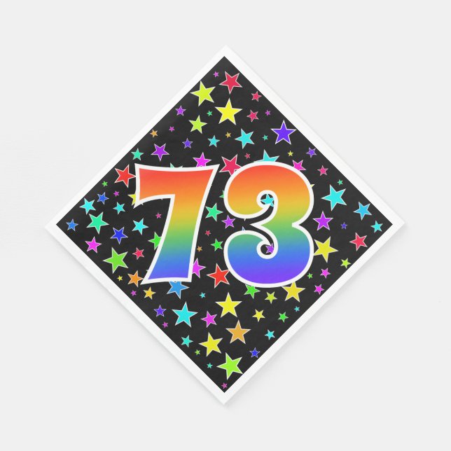 Colourful Stars + Rainbow Pattern "73" Event # Napkin (Corner)
