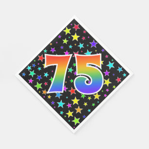 Colourful Stars + Rainbow Pattern "75" Event # Napkin