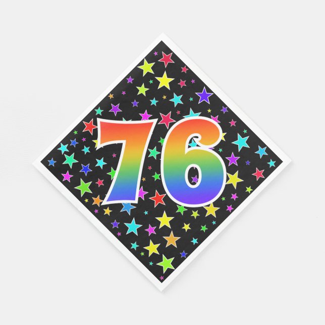 Colourful Stars + Rainbow Pattern "76" Event # Napkin (Corner)