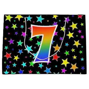 Colourful Stars + Rainbow Pattern "7" Event # Large Gift Bag