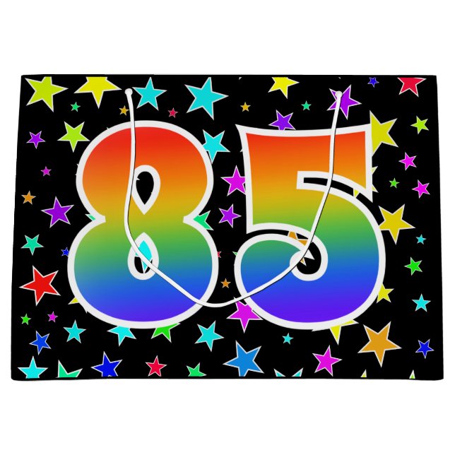 Colourful Stars + Rainbow Pattern "85" Event # Large Gift Bag (Front)