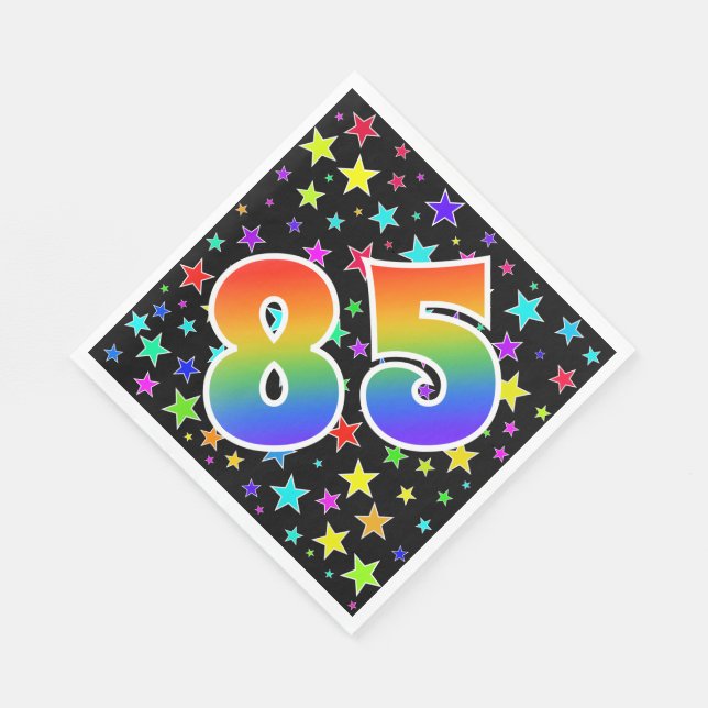 Colourful Stars + Rainbow Pattern "85" Event # Napkin (Corner)