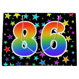 Colourful Stars + Rainbow Pattern "86" Event # Large Gift Bag