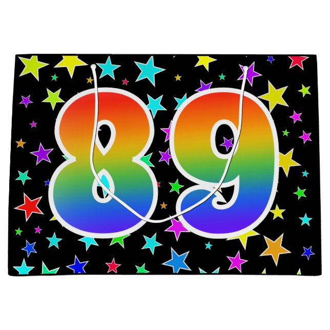 Colourful Stars + Rainbow Pattern "89" Event # Large Gift Bag (Front)