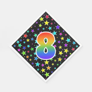 Colourful Stars + Rainbow Pattern "8" Event # Napkin