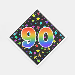 Colourful Stars + Rainbow Pattern "90" Event # Napkin