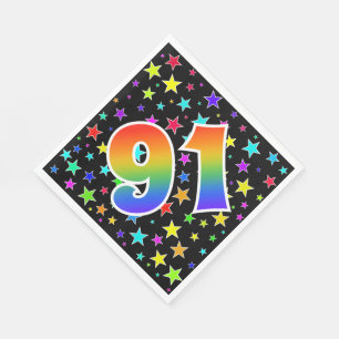 Colourful Stars + Rainbow Pattern "91" Event # Napkin