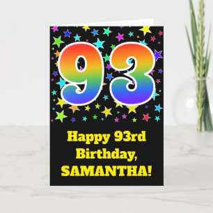 Colourful Stars + Rainbow Pattern "93" Birthday # Card