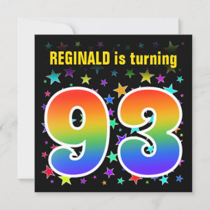 Colourful Stars + Rainbow Pattern "93" Birthday # Invitation
