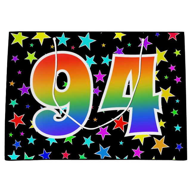 Colourful Stars + Rainbow Pattern "94" Event # Large Gift Bag (Front)