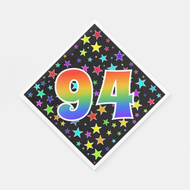 Colourful Stars + Rainbow Pattern "94" Event # Napkin (Corner)