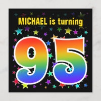 Colourful Stars + Rainbow Pattern "95" Birthday #
