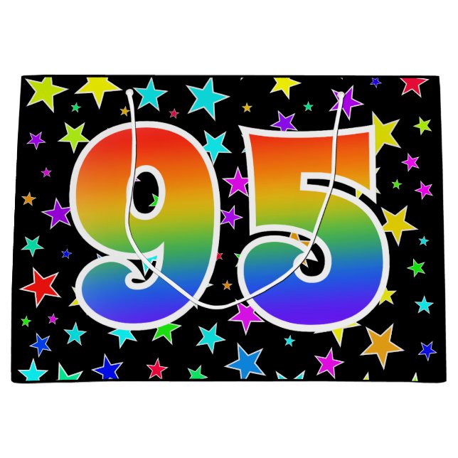 Colourful Stars + Rainbow Pattern "95" Event # Large Gift Bag (Front)