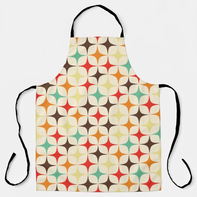 Colourful Stars Retro Geometric Pattern Apron (Front)