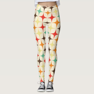 Colourful Stars Retro Geometric Pattern Leggings