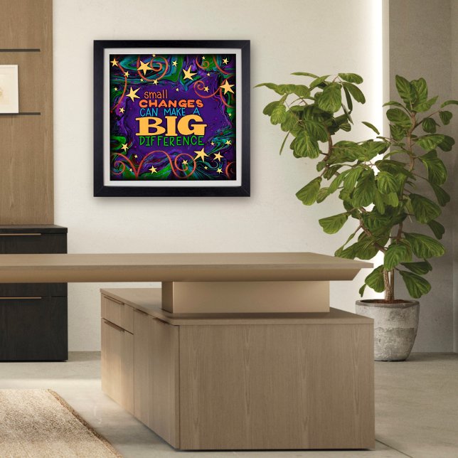 Colourful Stars Small Changes Inspiring Classroom Poster (Fun, inspirational Classroom Poster by inspirivity )