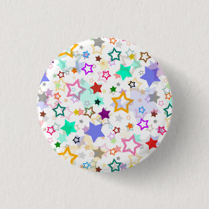 Colourful Stars White 1 Inch Round Button