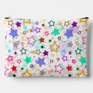Colourful Stars White  Accessory Pouch