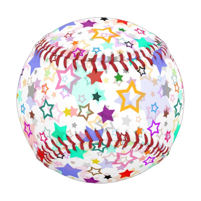 Colourful Stars White  Baseball (Front)