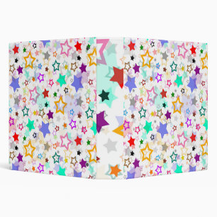 Colourful Stars White Binder