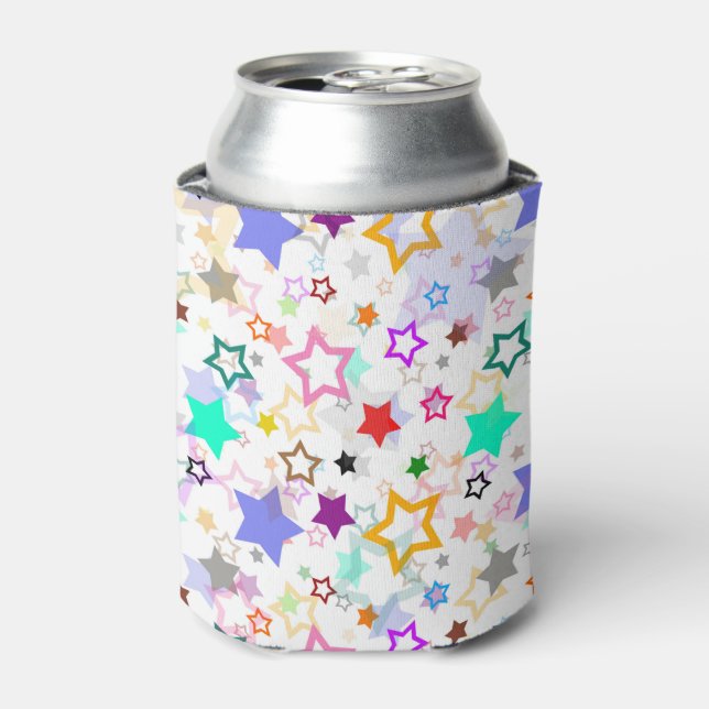 Colourful Stars White  Can Cooler (Can Front)