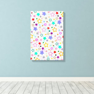 Colourful Stars White  Canvas Print