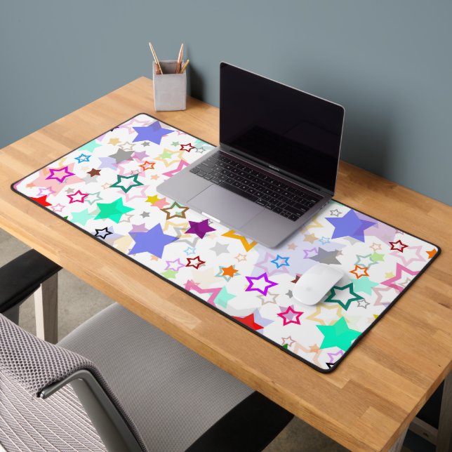 Colourful Stars White  Desk Mat (Office 2)
