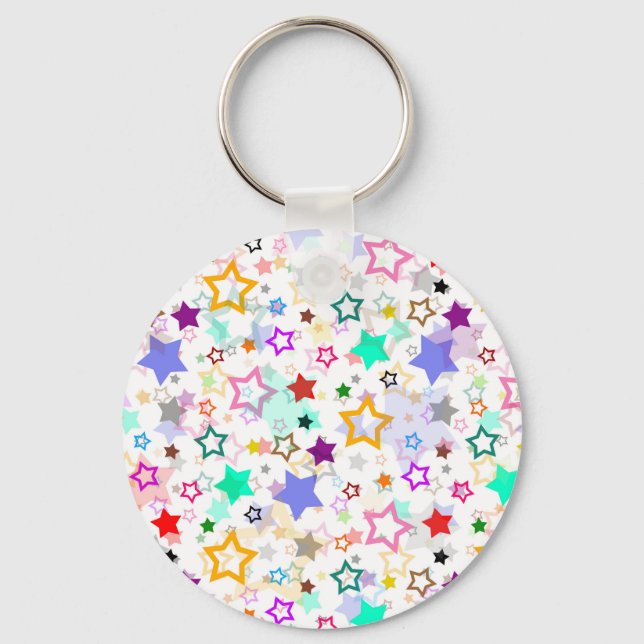 Colourful Stars White  Keychain (Front)