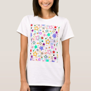 Colourful Stars White  T-Shirt