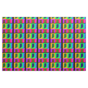 Colourful State of Indiana Pop Art Map Fabric