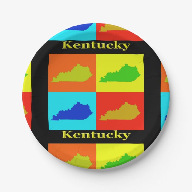 Colourful State of Kentucky Pop Art Map Paper Plate (Front)