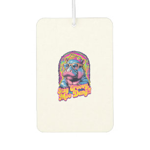 Colourful Stay Groovy Moo Deng Pygmy Hippo Design Air Freshener